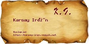 Karsay Irén névjegykártya